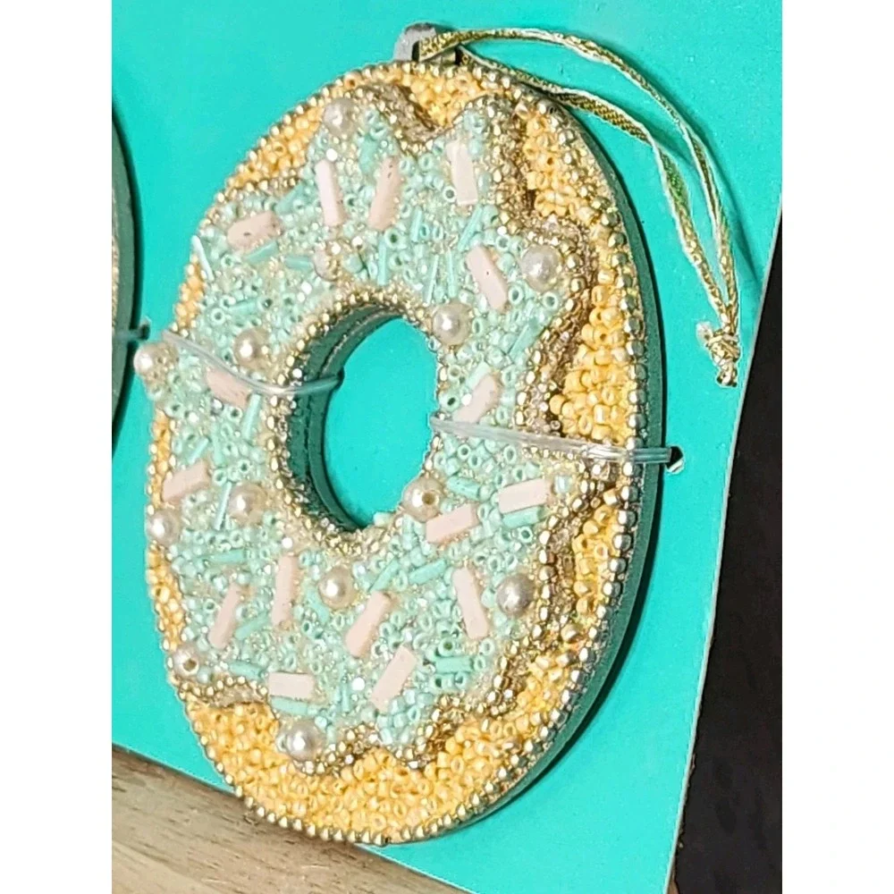 Beaded Donut Christmas Ornaments Pearls Sprinkles Sequins 4